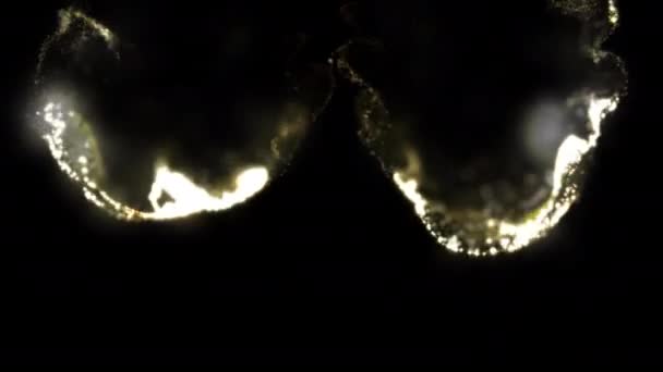 金粉粒子闪烁着尘埃动画爆炸在黑色背景上闪烁着快速能量飞行波 — 图库视频影像