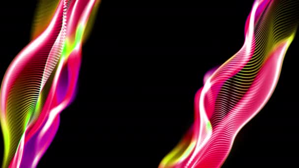 Coloridas Partículas Efecto Digital Onda Lineal Concepto Flujo Datos Animado — Vídeos de Stock