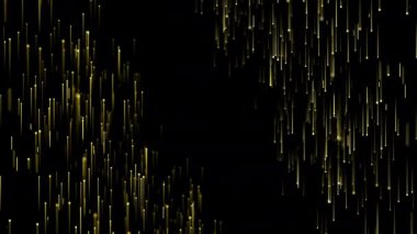 Altın Parçacıklar ödülü. Parlak neon çizgileri Cazibe Yağmuru siyah arkaplan üzerine düşen animasyon