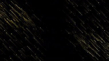 Altın Parçacıklar ödülü. Parlak neon çizgileri Cazibe Yağmuru siyah arkaplan üzerine düşen animasyon