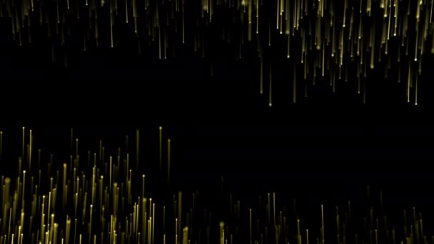 Nagroda Złote Cząsteczki Błyszczące Neony Glamour Deszcz Pada Animacja Czarnym — Wideo stockowe