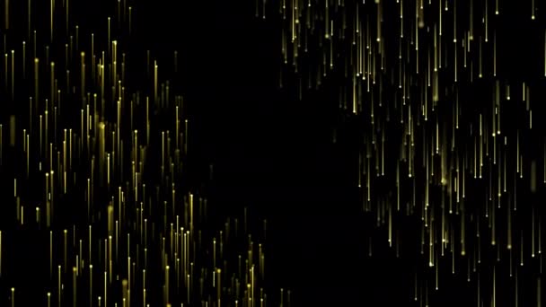 Наградить Золотые Частицы Сияющие Неоновые Линии Гламур Дождь Падающей Анимации — стоковое видео