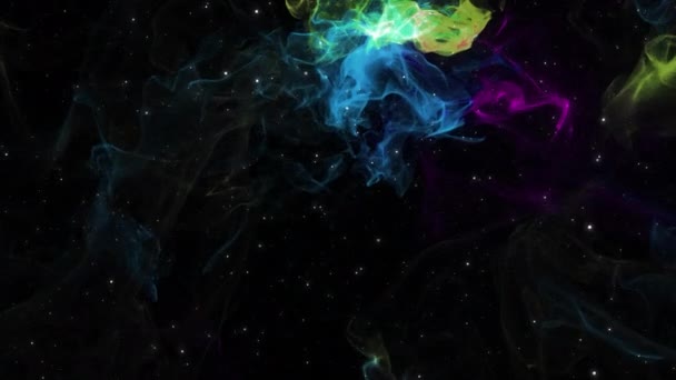 Renkli Parçacıklardan Oluşan Bir Döngü Animasyon Arkaplanı Uçan Patlamalar Canlandırmayı — Stok video