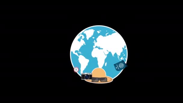 Летний Отдых Путешествие Туристическая Поездка Концепция Иконка Петля Анимация Видео — стоковое видео