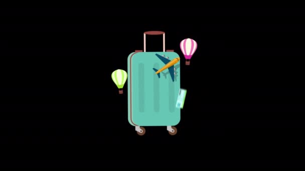 夏休み旅行旅行コンセプトアイコンループアニメーションビデオアルファチャンネルで透明な背景 — ストック動画