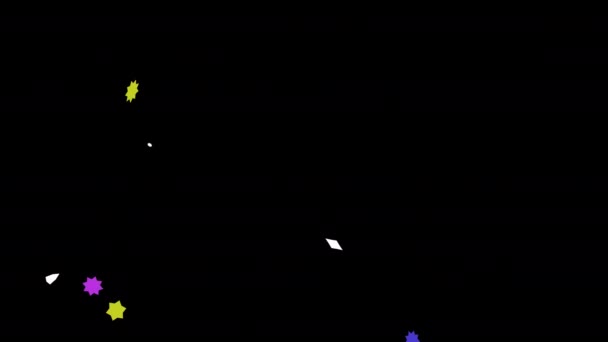 Överraskning Konfetti Fallande Loop Stjärnor Partiklar Animation Med Alpha Channel — Stockvideo