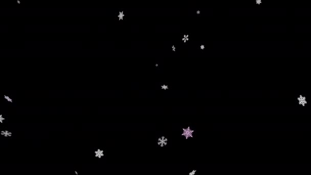Весёлого Рождественского Снега Падение Хлопьев Вращает Фоновую Анимацию Украшение Украшение — стоковое видео