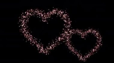 Aşk Glitter kalp şekli ışık parlama döngüsü alfa kanalı ile hareket grafikleri video şeffaf arkaplan etkisi çizer
