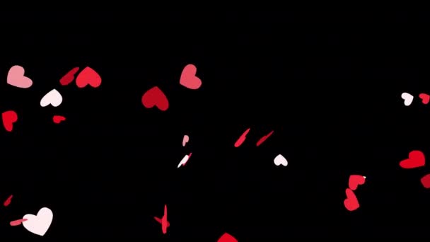 美丽的心形爱情动画循环动画透明背景与阿尔法通道 — 图库视频影像