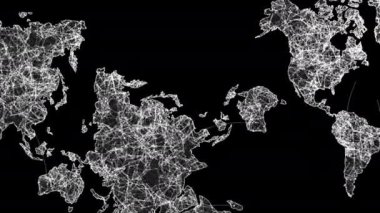 soyut Plexus bağlantısı dünya haritası canlandırma döngüsü videosu siyah arkaplan üzerine