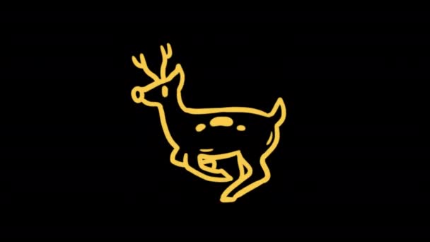 Hirsch Tier Symbol Schleife Animation Video Transparenten Hintergrund Mit Alpha — Stockvideo