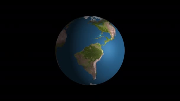 回転する地球のシームレスなループアニメーション 惑星地球アニメーションビデオアルファチャンネルと透明背景 — ストック動画