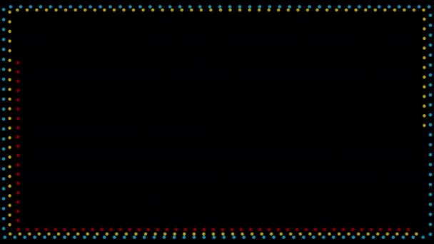 Rechthoek Dotted Dashed Border Line Frame Neon Animatie Met Alpha — Stockvideo