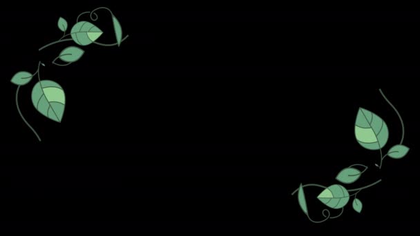 Zomer Groen Blad Frame Lus Animatie Video Transparante Achtergrond Met — Stockvideo