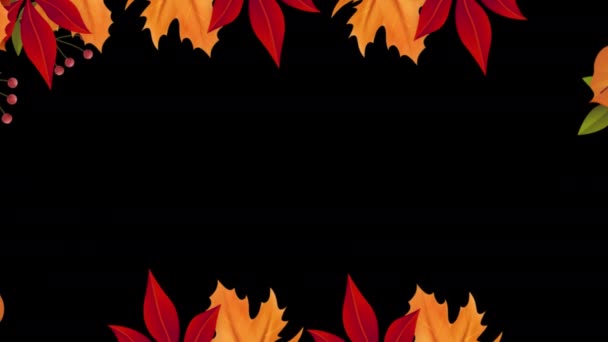 Herfst Kleurrijke Bladeren Dankzegging Blad Met Alfa Kanaal Transparante Achtergrond — Stockvideo