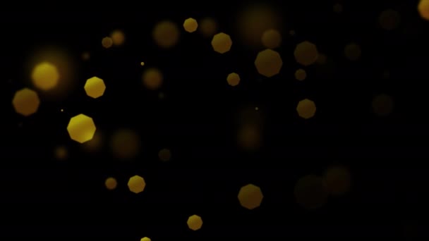 カラフルな粒子を輝かせるボケ ブラックバックで輝く輝く粒子ループアニメーション — ストック動画
