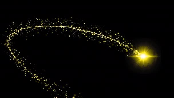 Işıl Işıl Yıldız Tozu Parçacık Sihirli Kuyruk Döngüsü Siyah Arkaplan — Stok video