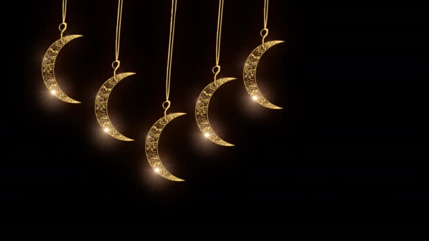 Luna Ramadán Cuelga Arriba Abajo Animación Con Canal Alfa Sobre — Vídeos de Stock