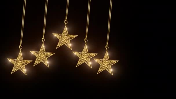 Рождество Золотая Звезда Висит Элемент Дизайна Украшения Анимация Альфа Канал — стоковое видео