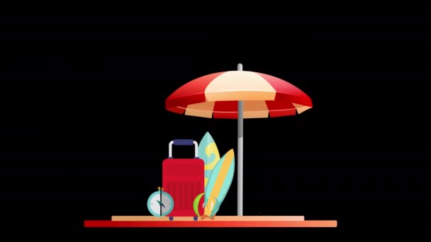 Sommer Reise Animasjon Ferier Turisme Konsept Viktige Elementer Reisen Med – stockvideo