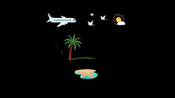 Yaz Tatili Animasyonları Turizm Konsepti Alpha Channel Ile Seyahat Için — Stok video