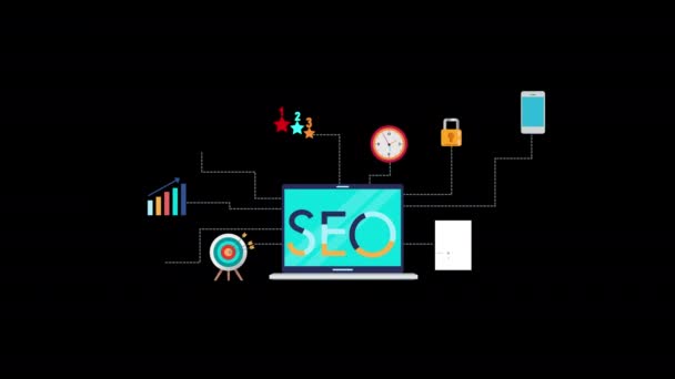 Seo 搜索引擎优化 网站提升Seo排名概念 搜索结果 数字营销 网络流量分析与阿尔法信道 — 图库视频影像