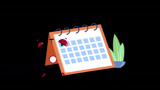 Zeitsymbol Kalender Und Uhr Zeitplan Business Event Konzept Animation Mit — Stockvideo