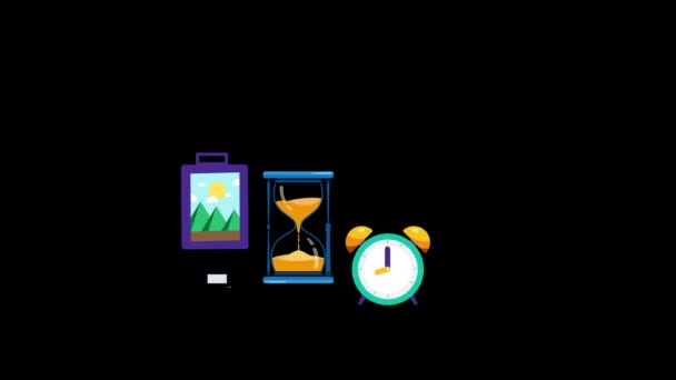Calendrier Des Icônes Gestion Temps Horloge Programmer Animation Concept Événement — Video