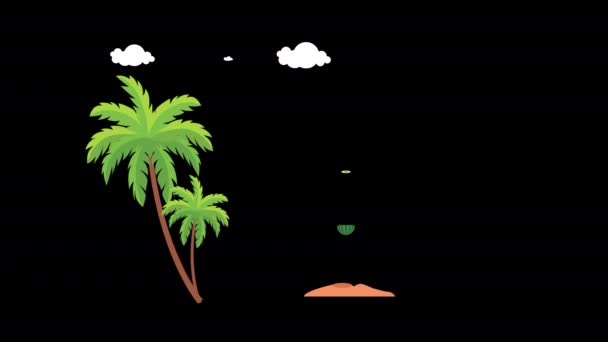 Animacja Podróży Letnie Wakacje Koncepcja Turystyki Podstawowe Elementy Podróży Alpha — Wideo stockowe