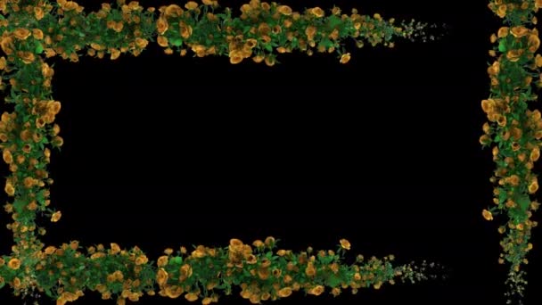 Квітка Троянди Горизонтальна Безшовна Повторити Рамку Прозорим Фоном Альфа Каналу — стокове відео
