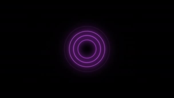 Púrpura Neón Círculos Brillantes Abstracto Futurista Alta Tecnología Fondo Movimiento — Vídeos de Stock