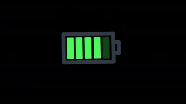 Digital Batteri Strömindikator Laddning Animation Med Alpha Channel — Stockvideo