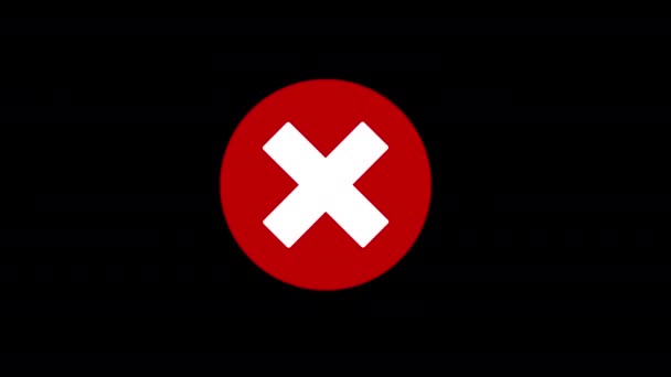 Zavřít Ikonu Zrušit Animaci Znakového Symbolu Alfa Kanálem — Stock video