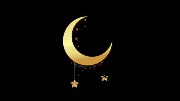 Hold Iszlám Muszlim Eid Mubarak Ramadan Kareem Hold Animáció Alfa — Stock videók