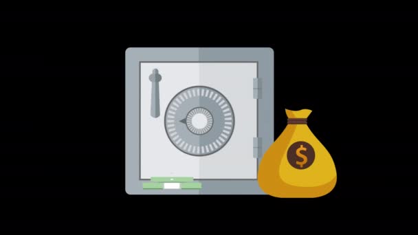 Sac Argent Pièces Dollars Billets Épargne Concept Animation Avec Alpha — Video