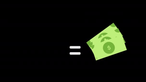 Time Money Concept Animation Temps Égal Avec Alpha Channel — Video