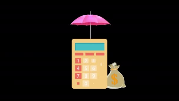 Para Çantası Bozuk Paralar Banknotlar Alpha Channel Ile Tasarruf Konsepti — Stok video