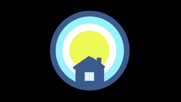 Домашня Іконка Будинку Анімація Символів Alpha Channel — стокове відео