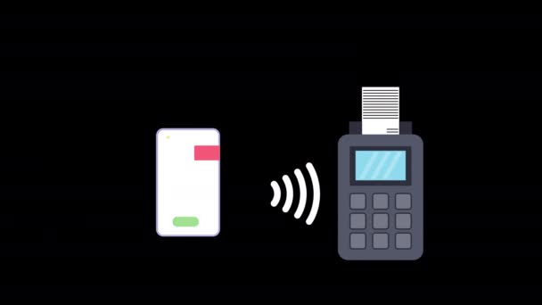 Animasi Loop Transaksi Terminal Perangkat Pos Payment Dengan Kanal Alpha — Stok Video