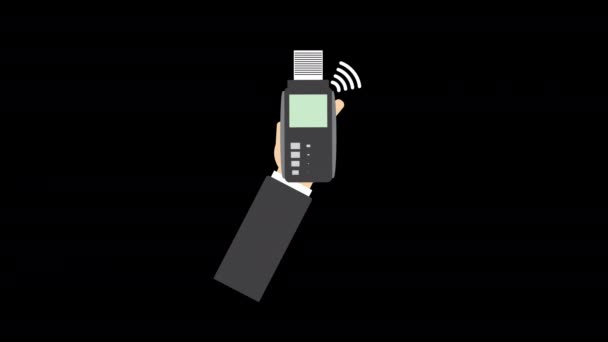 Machine Pos Terminal Paiement Animation Boucle Transaction Avec Alpha Channel — Video