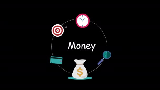 Concepto Ahorro Dinero Con Animación Calculadora Tarjetas Bancarias Con Alpha — Vídeos de Stock