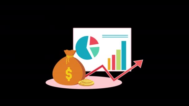 Economia Infográfico Investimento Com Animação Loop Conceito Pilha Moedas Com — Vídeo de Stock