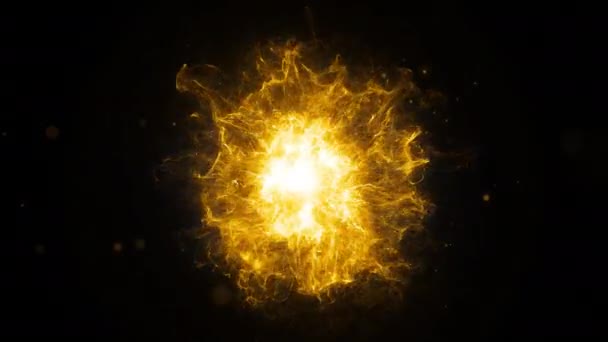 Ohnivá Koule Energie Efekt Výbuch Směrem Kameře Zářící Plameny Alfa — Stock video