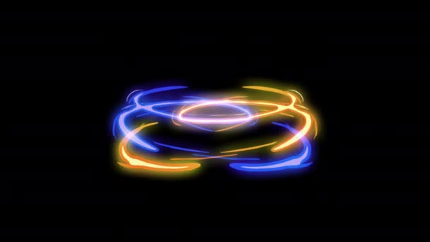 Tecknad Hand Dras Magi Form Element Neon Effekt Ljus Loop — Stockvideo