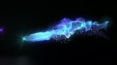 Renkli duman tozu patlaması Siyah arkaplan üzerinde Parçacık Rengi patlama efektleri