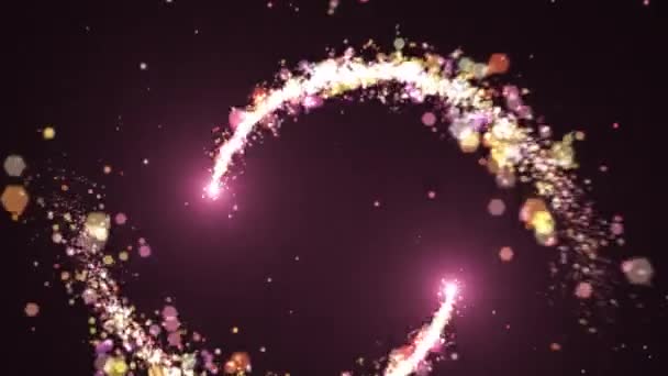 Parçacık Sihirli Kuyruk Parıldayan Yıldız Tozu Döngüsü Siyah Arkaplan Üzerindeki — Stok video