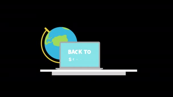 Bienvenue Retour École Icône Animation Éducation Concept Fond Transparent Avec — Video
