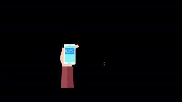 Держание Смартфона Деньгами Поступающими Мобильного Телефона Концепцию Платежного Автомата Анимация — стоковое видео