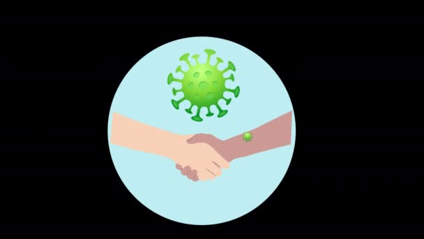 Handen Schudden Met Een Virus Concept Animatie Met Alfa Kanaal — Stockvideo