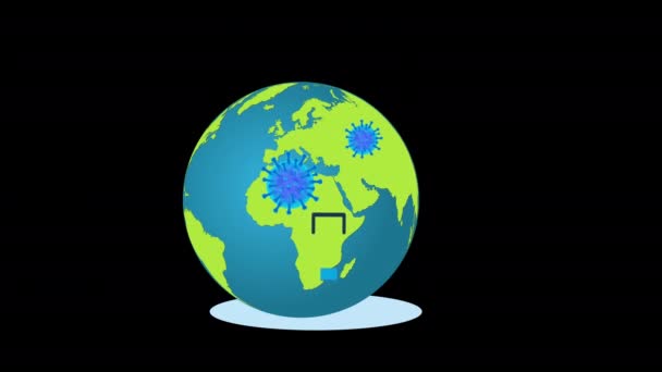 Globo Com Kit Médico Frente Saco Animação Conceito Coronavírus Suprimentos — Vídeo de Stock